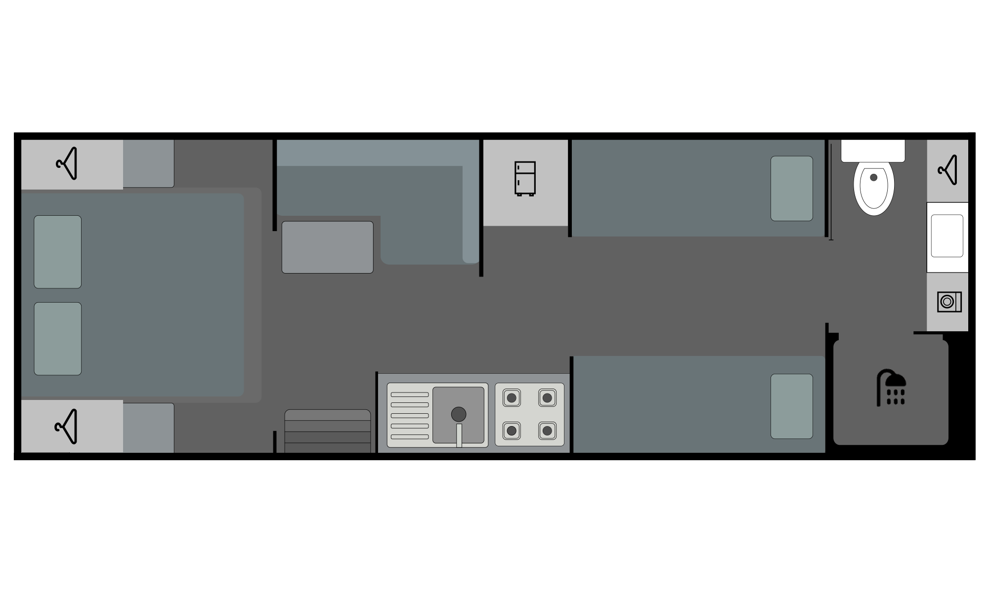 Floor plan for ProRV Caravans Family Hawk caravan.