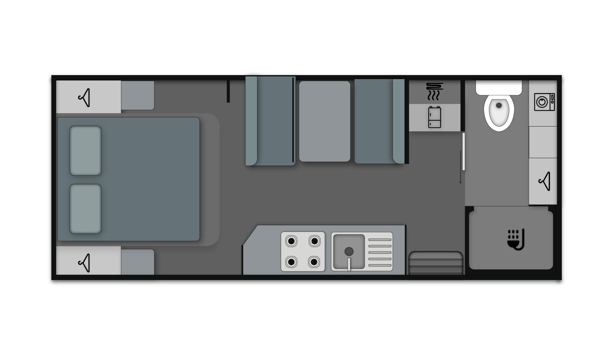 Floorplan for ProRV Caravans Cougar caravan.
