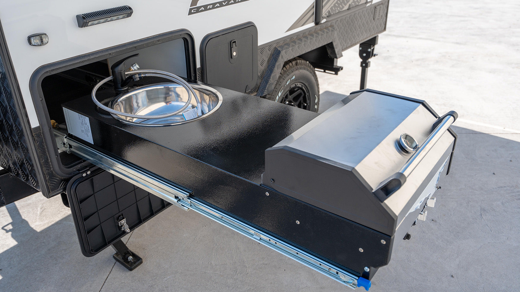 ProRV Echidna Pod Caravan External Cooking Appliances.