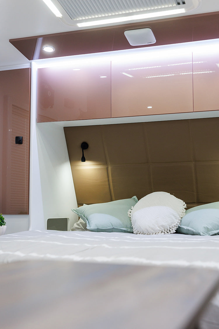 ProRV Falcon Angle Kitchen Caravan Interior Bed Angled.