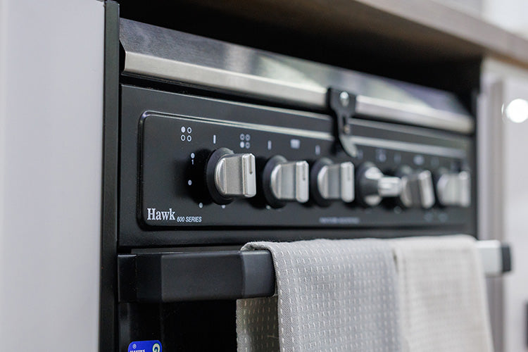 ProRV Falcon Angle Kitchen Caravan Interior Oven Zoomed In.