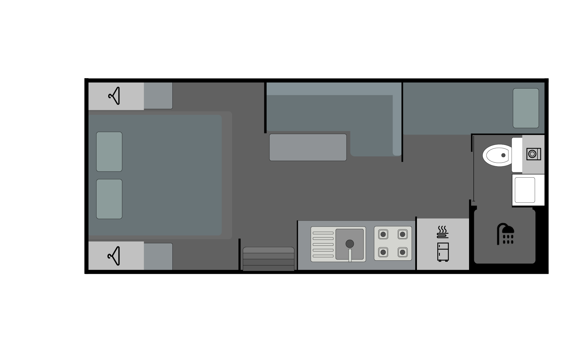 Floor plan for ProRV Caravans Family Jaguar caravan.