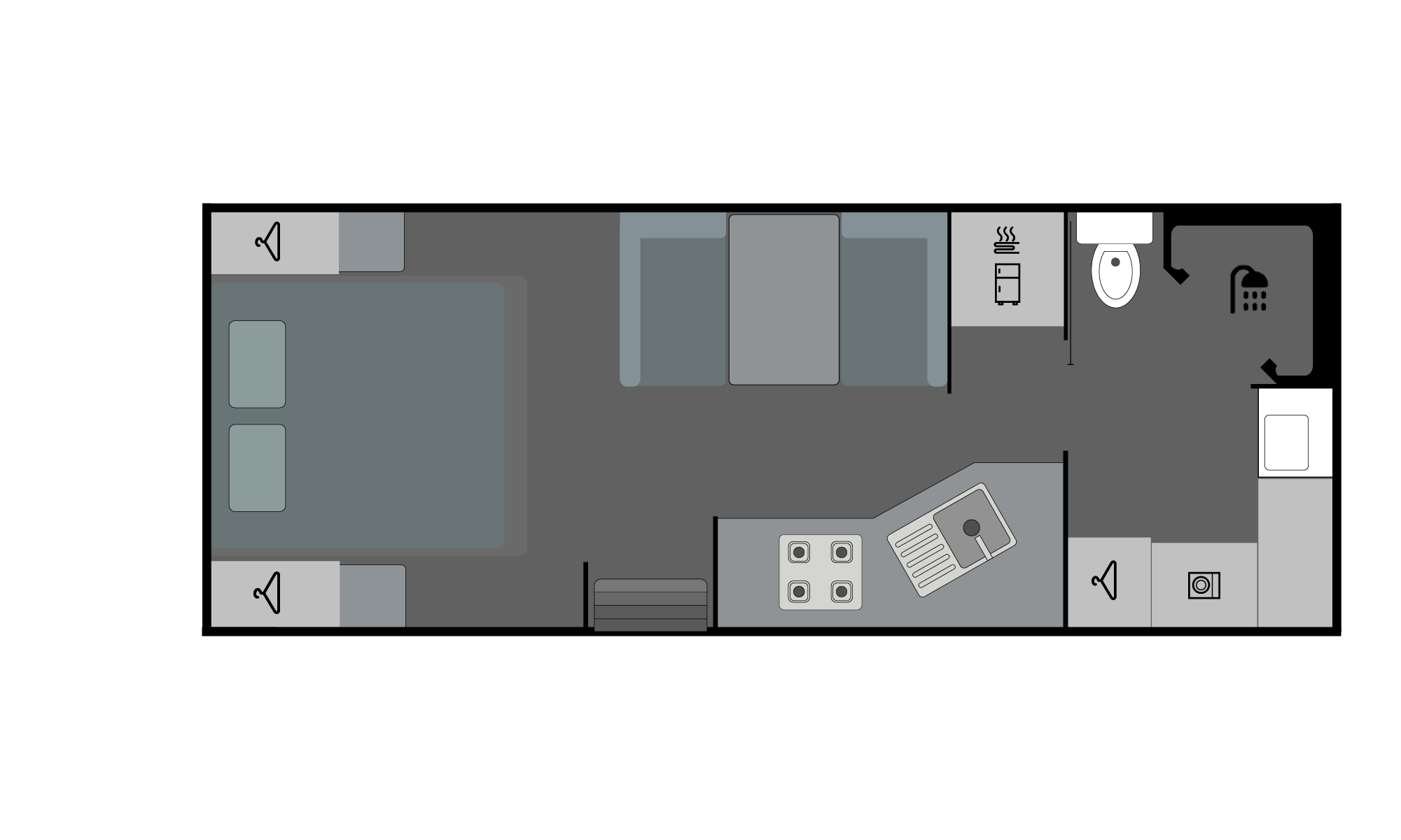 Floor plan for ProRV Caravans Kookaburra caravan.