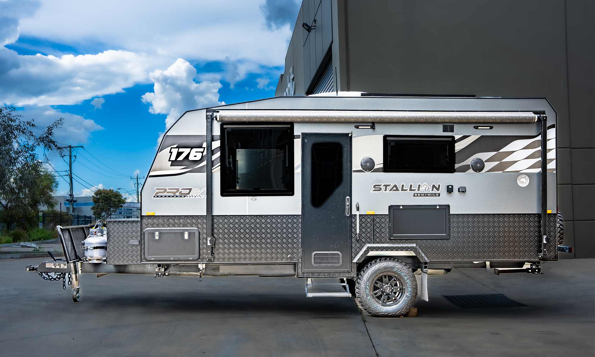 Side view of ProRV Caravans Stallion caravan.