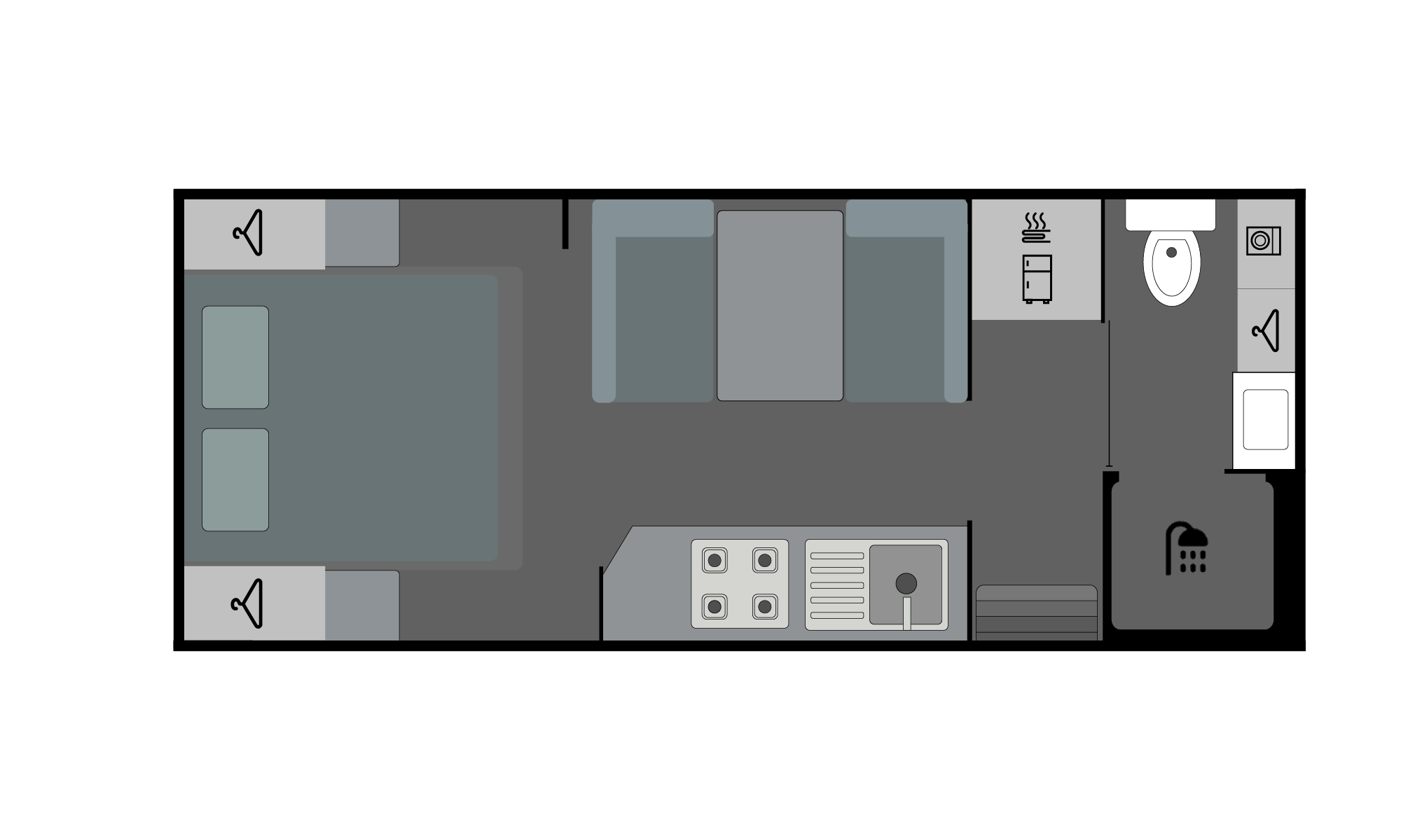 Floor plan for ProRV Caravans Jaguar caravan.