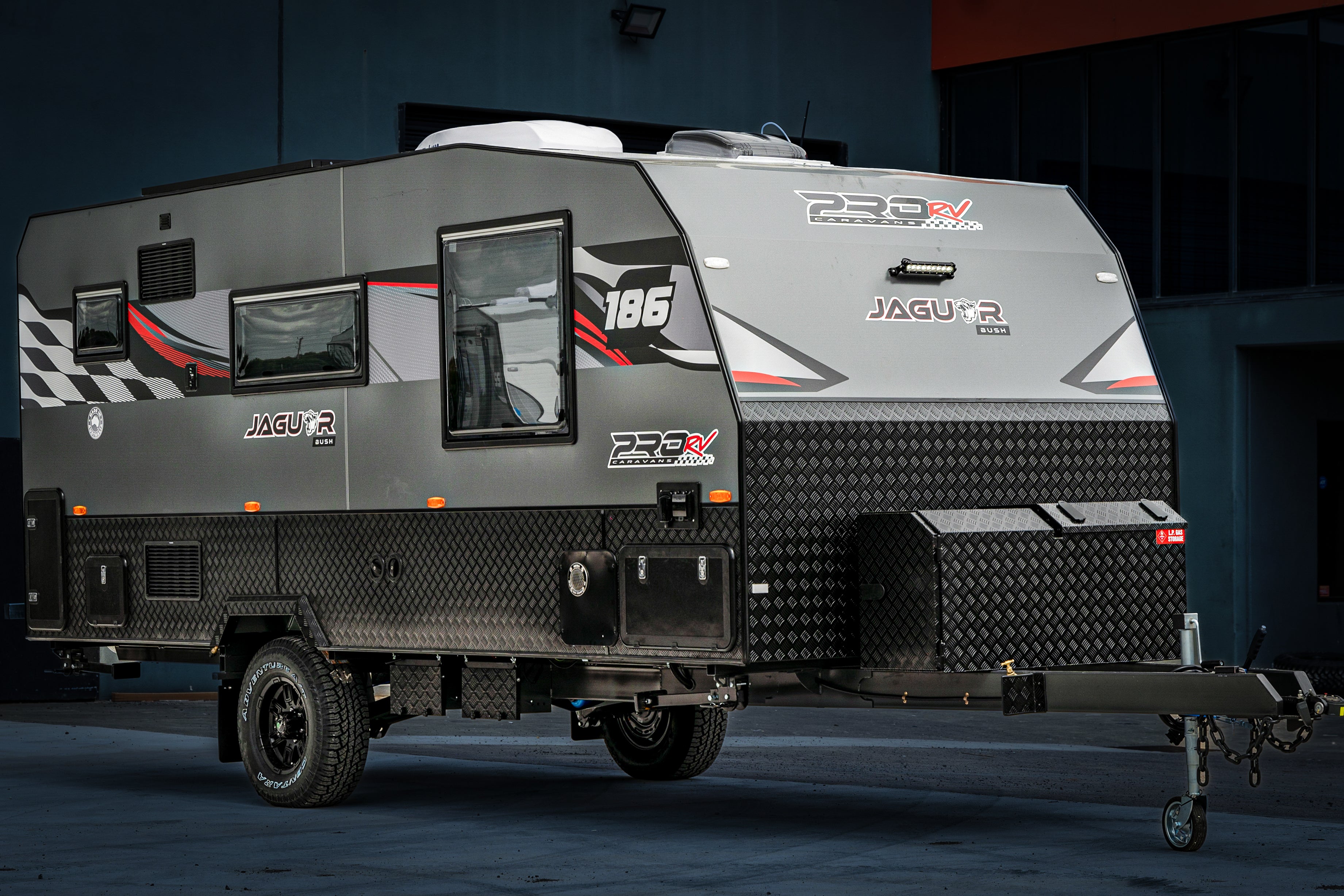 ProRV Jaguar Caravan Front View Angled.