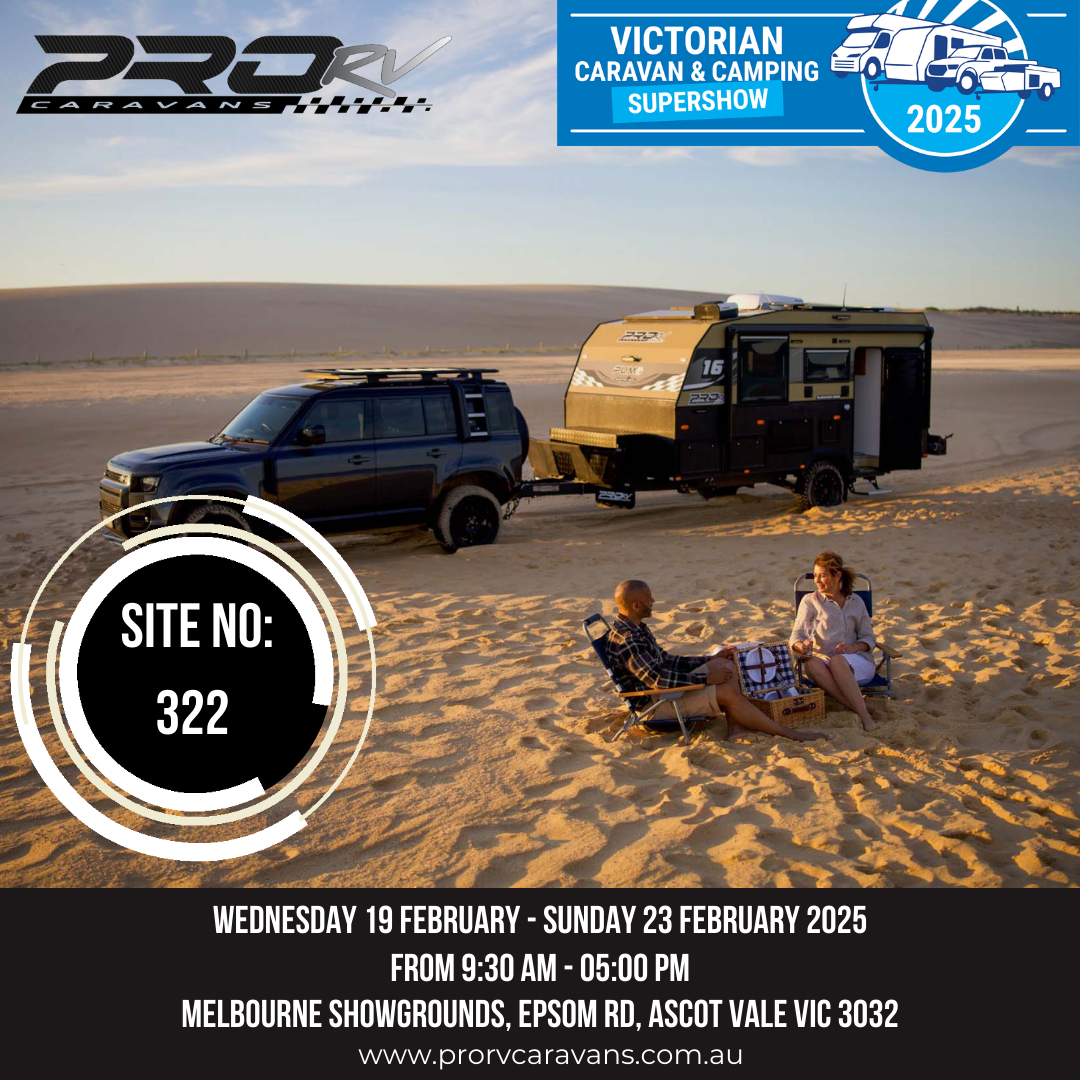 ProRV Caravans promotional image for Victorian Caravan Show.