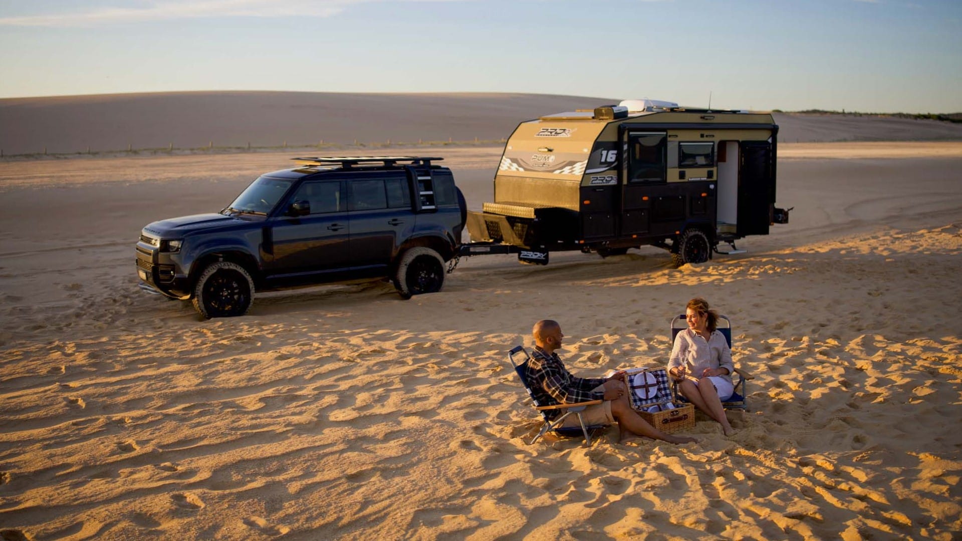 ProRV Caravans Puma caravan in desert.