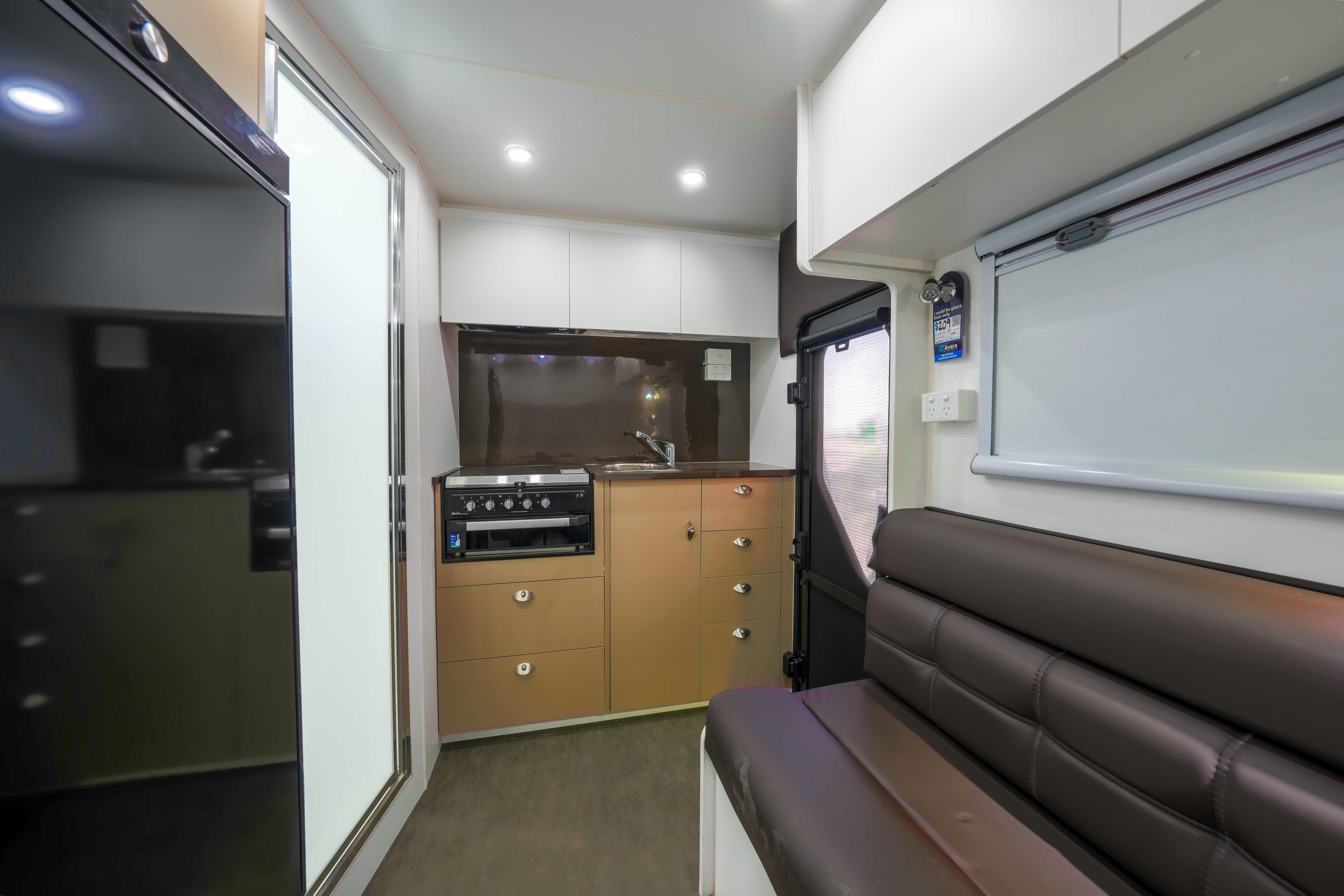 Pro RV Caravans Dingo caravan living area and kitchen.