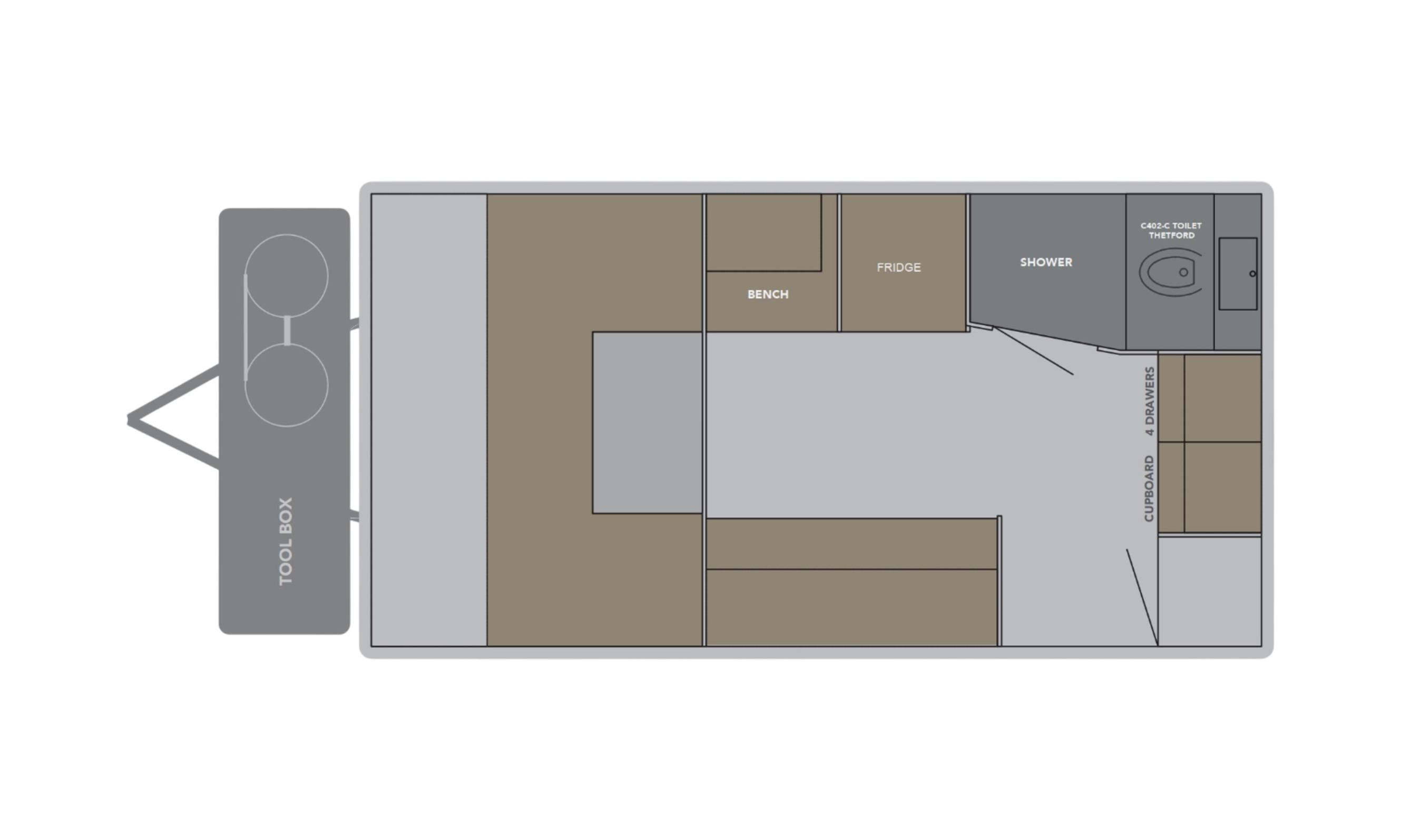 Pro RV Caravans Dingo caravan floorplan.