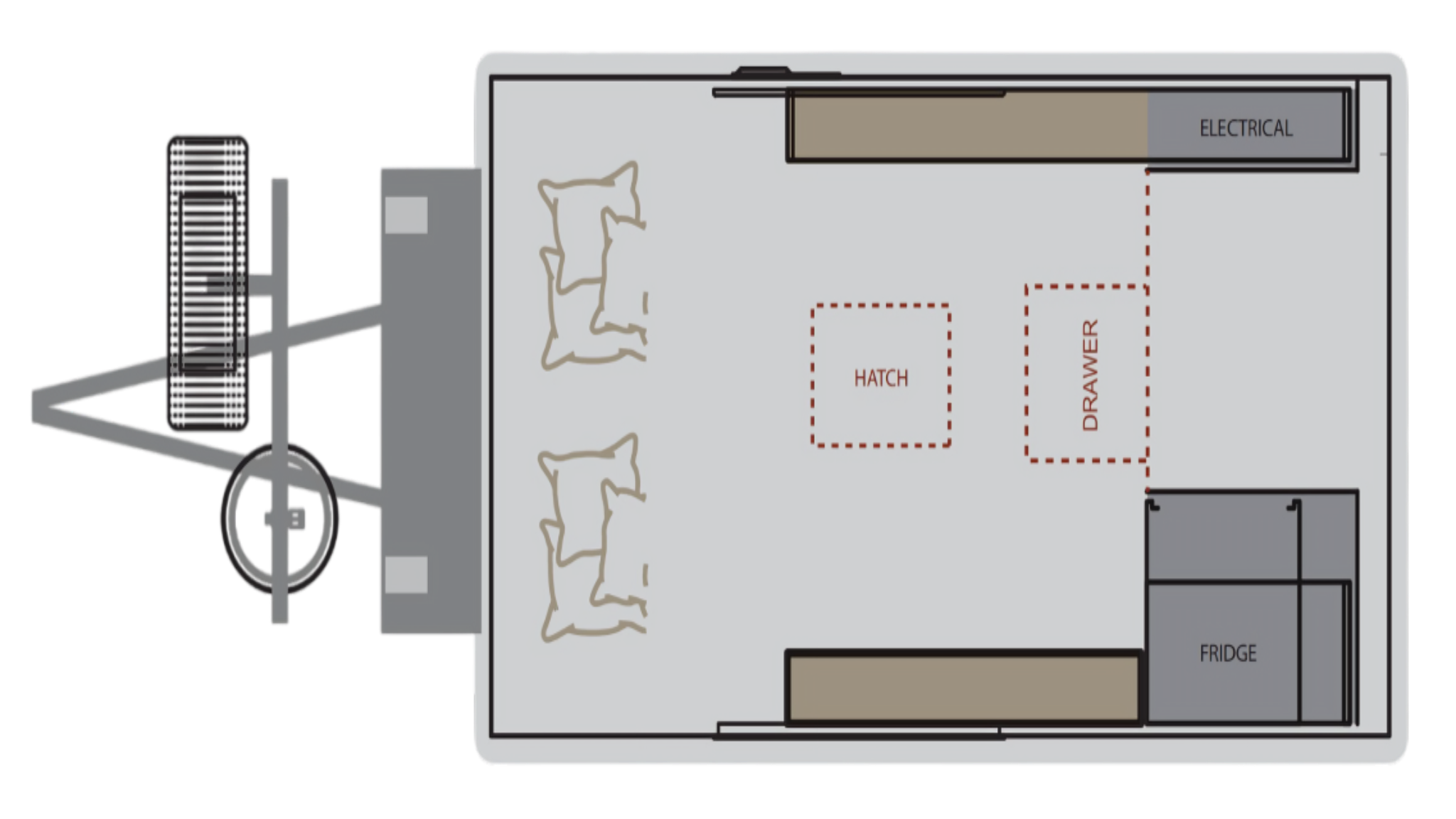 Pro RV Caravans Echidna Pod caravan floorplan.