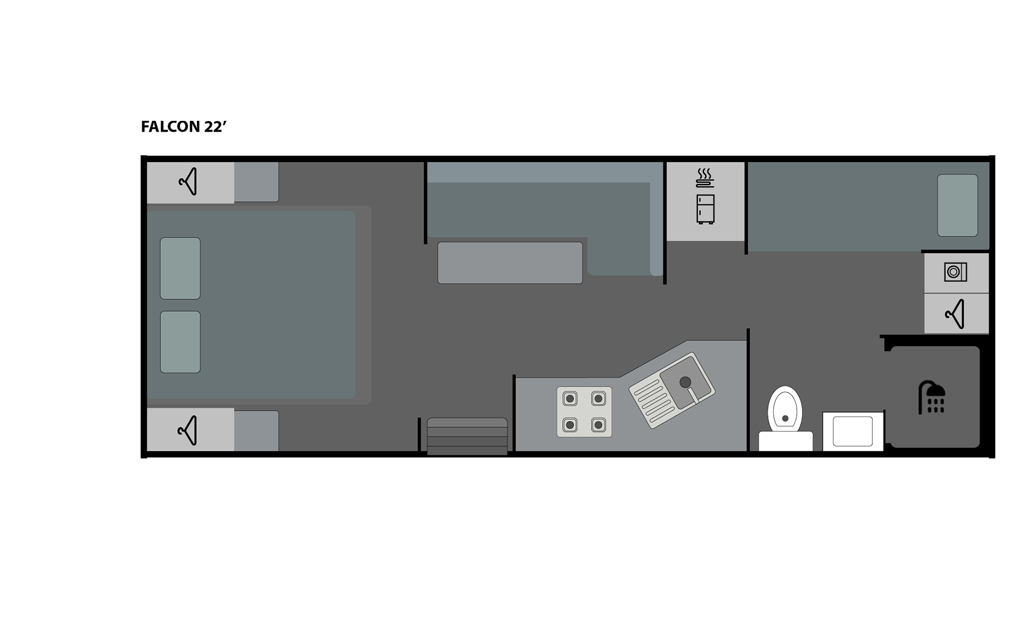 Pro RV Caravans Falcon caravan floorplan.