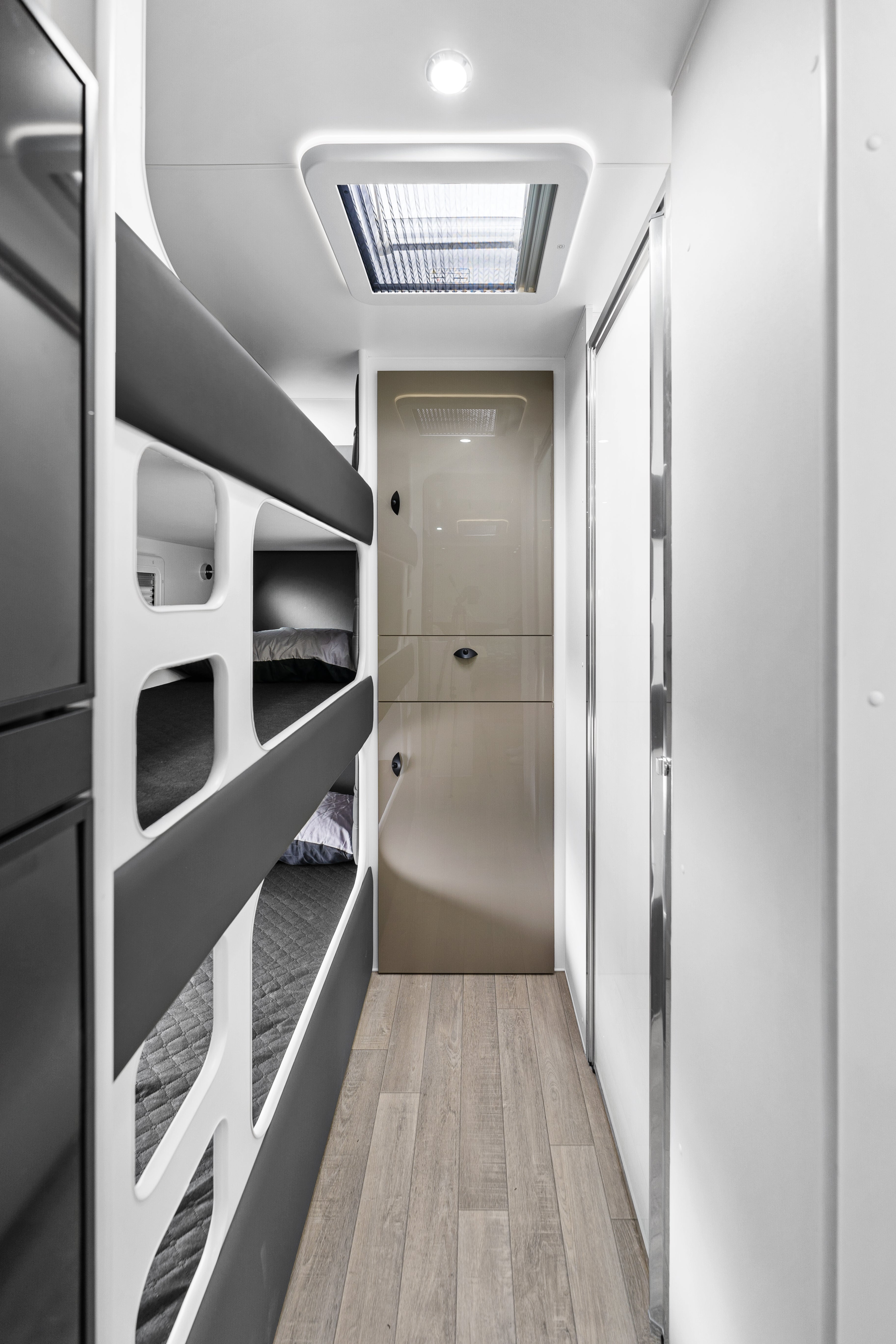 ProRV Eagle Caravan Interior Bunks and Toilet.